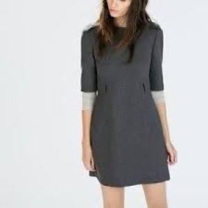 Zara Gray Mini Shift Dress with Shoulder Snaps Sz M